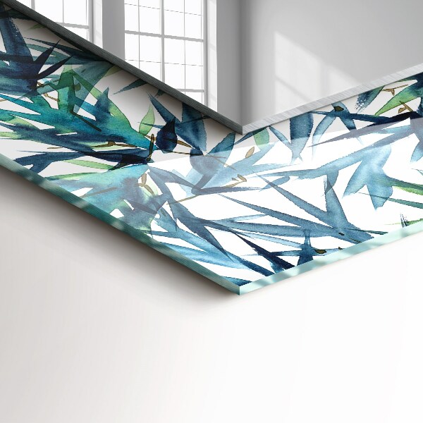 Spegel med tryck Bambu blad i akvarell