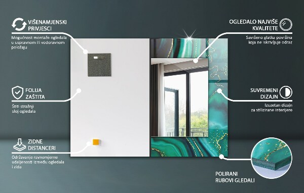 Spegel med tryckt ram Tropiska löv