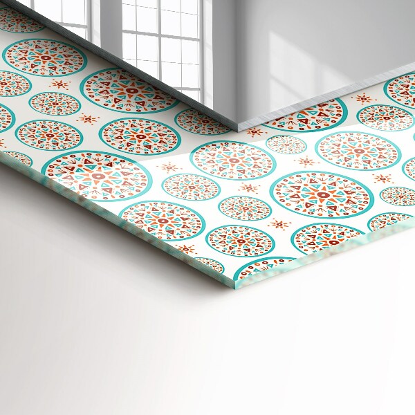 Spegel med tryckt ram Ritning av färgade cirklar