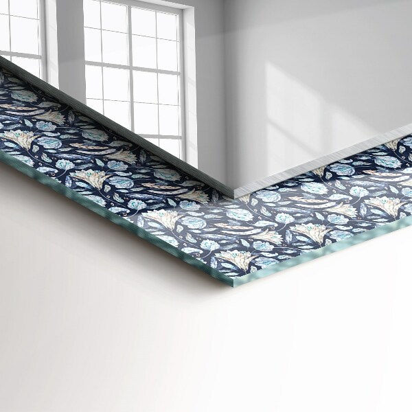 Spegel med tryck Blå blomma ritning