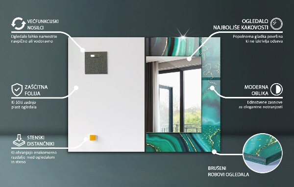 Spegel med tryck Bladmotiv