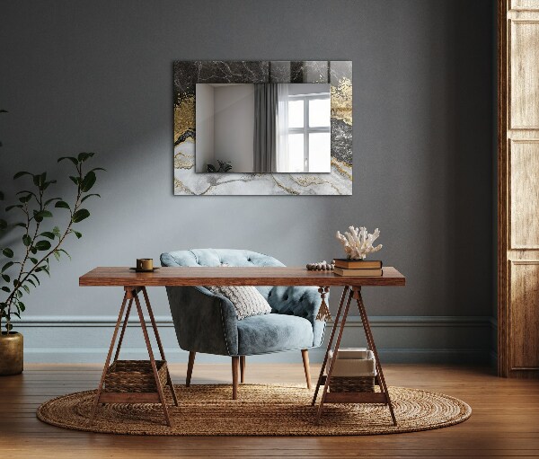 Rektangulär spegel med tryckt ram Abstrakt marmor med ådror