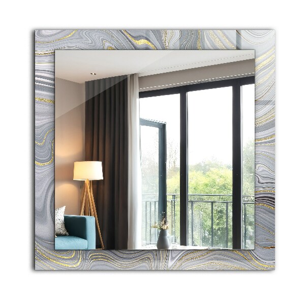 Rektangulär spegel med tryckt ram Abstrakta marmormotiv