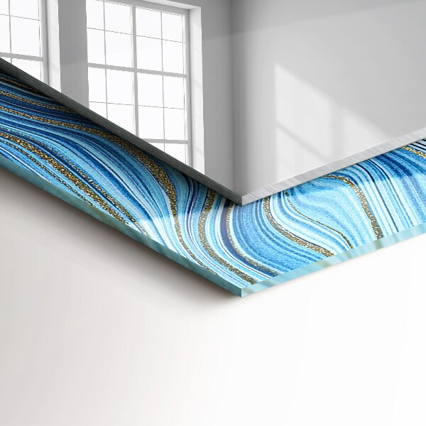 Rektangulär spegel med tryckt ram Blått abstrakt mönster