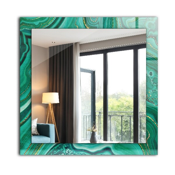 Spegel med tryckt ram Grön abstrakt konsistens