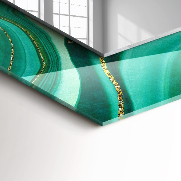 Spegel med tryckt ram Grön abstrakt konsistens