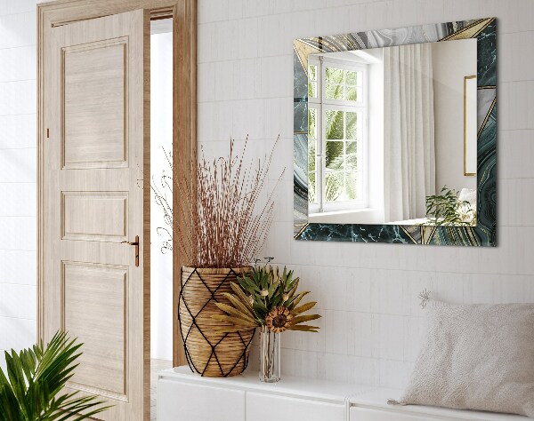 Rektangulär spegel med tryckt ram Abstrakt geometriskt mönster