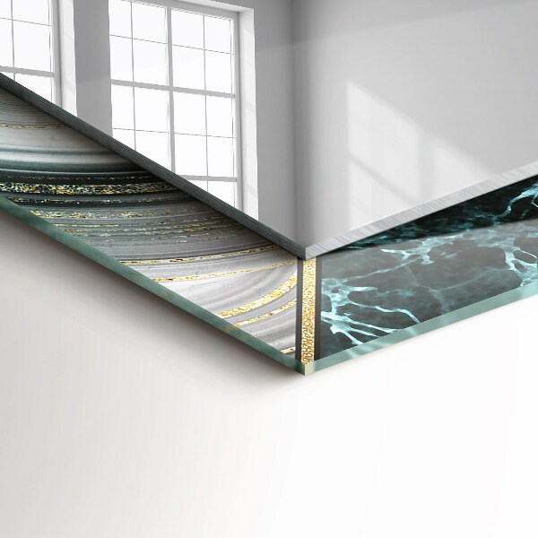 Rektangulär spegel med tryckt ram Abstrakt geometriskt mönster