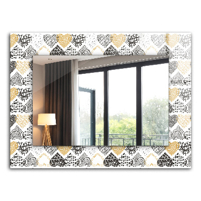 Spegel med tryckt ram Färgglada hjärtan