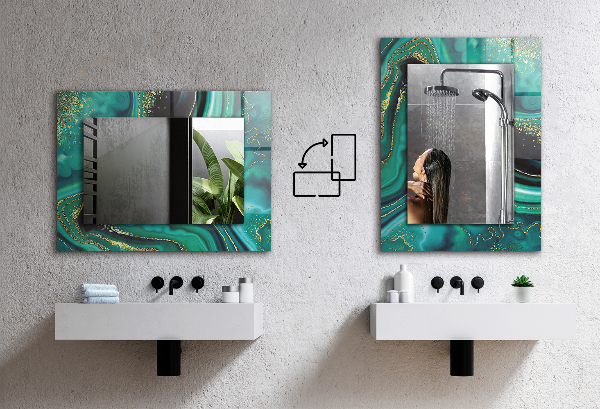 Rektangulär spegel med tryckt ram Terrazzo mosaik