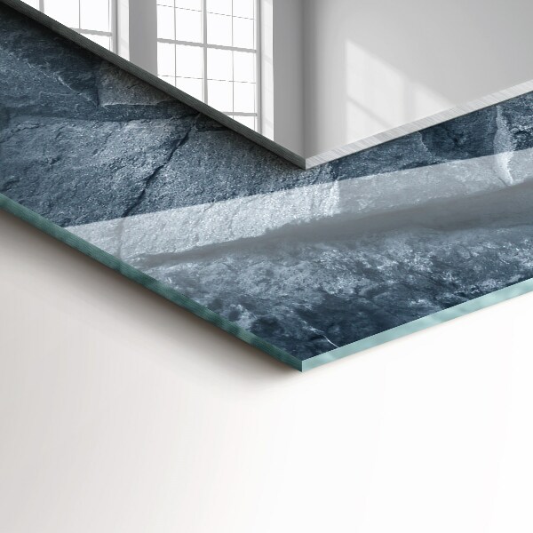 Rektangulär spegel med tryckt ram Geometriskt trädmotiv