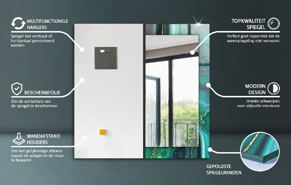 Spegel med tryck Rosa marmormönster