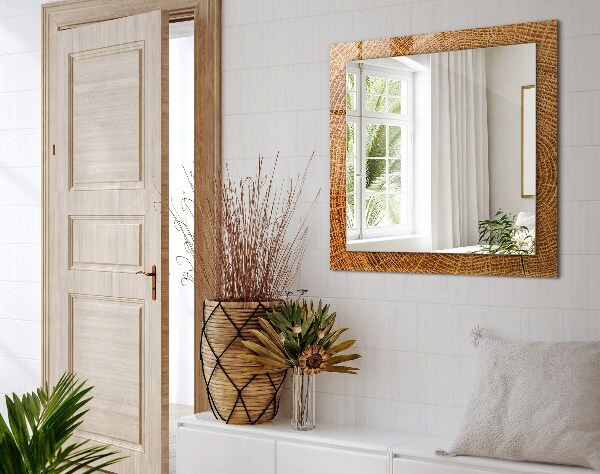 Rektangulär spegel med tryckt ram Tvärsnitt av ringarna på en trädstam