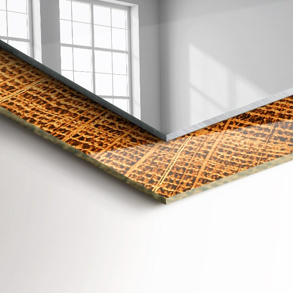 Rektangulär spegel med tryckt ram Tvärsnitt av ringarna på en trädstam