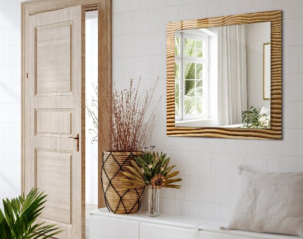 Spegel med tryckt ram Vågor i trä