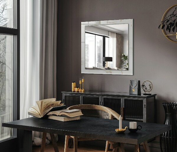 Rektangulär spegel med tryckt ram Motiv i vit marmor