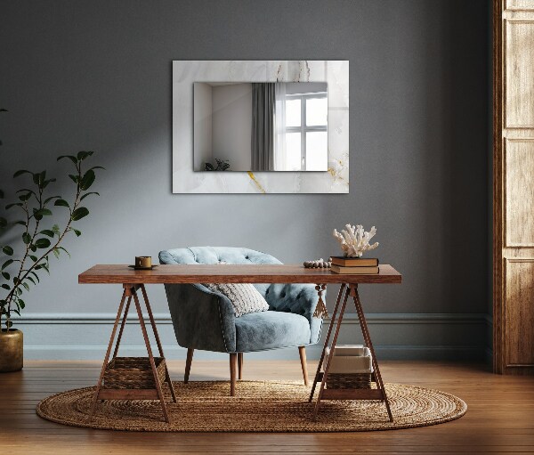 Spegel med tryckt ram Motiv i vit marmor