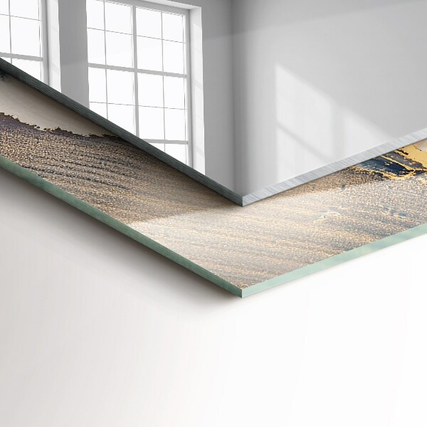 Rektangulär spegel med tryckt ram Blå abstrakt konst