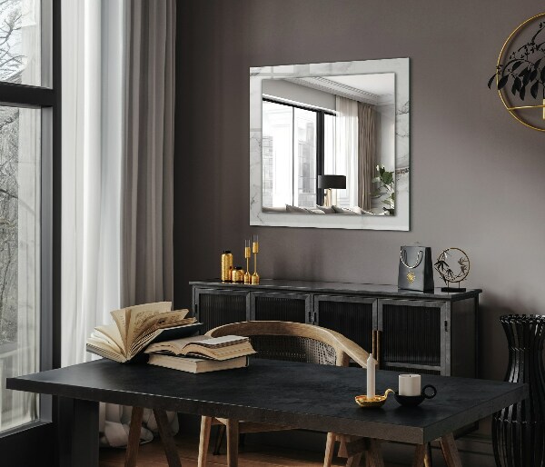 Rektangulär spegel med tryckt ram Vita marmormönster