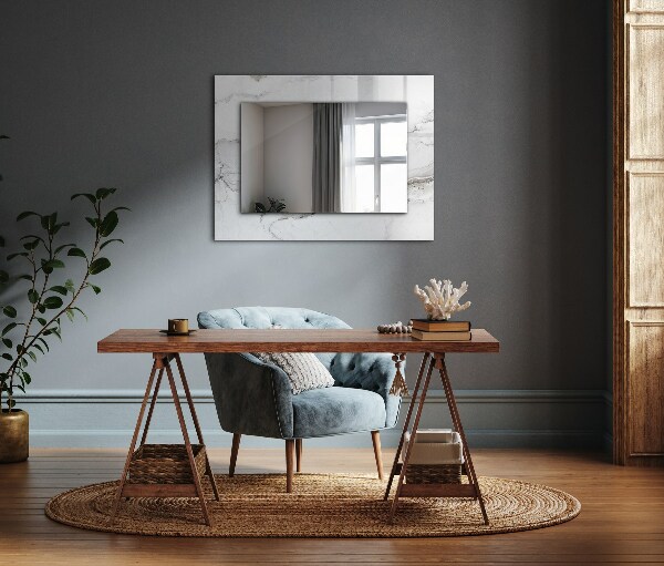 Rektangulär spegel med tryckt ram Vita marmormönster