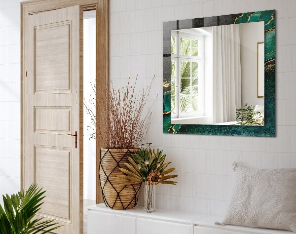 Spegel med tryck Gröna abstrakta konstmotiv