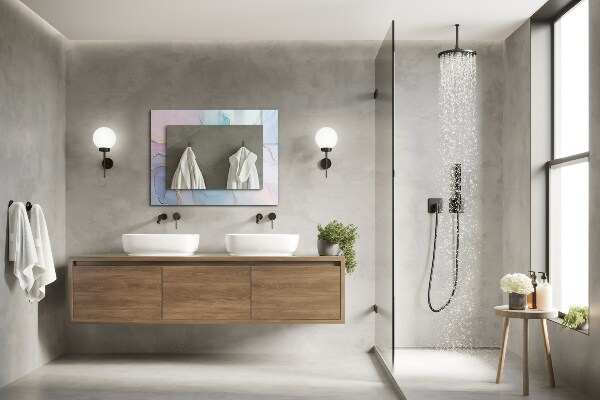 Spegel med tryckt ram Akvarell abstrakt konst