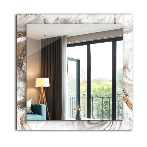 Rektangulär spegel med tryckt ram Abstrakta marmormotiv
