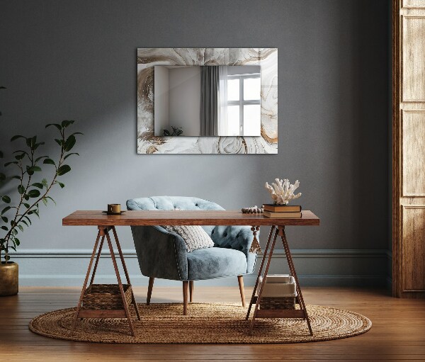 Rektangulär spegel med tryckt ram Abstrakta marmormotiv