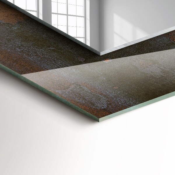 Rektangulär spegel med tryckt ram Moderiktig rostig metall