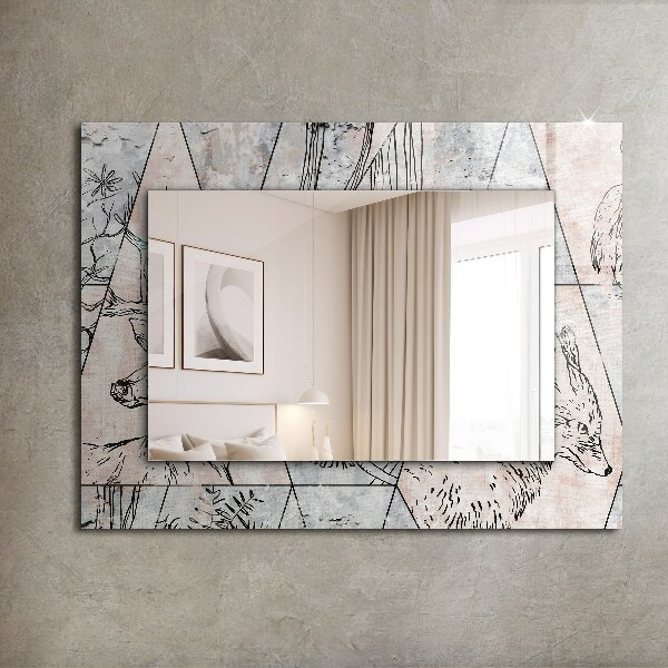 Spegel med tryckt ram Växter med horn