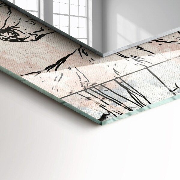 Spegel med tryckt ram Växter med horn