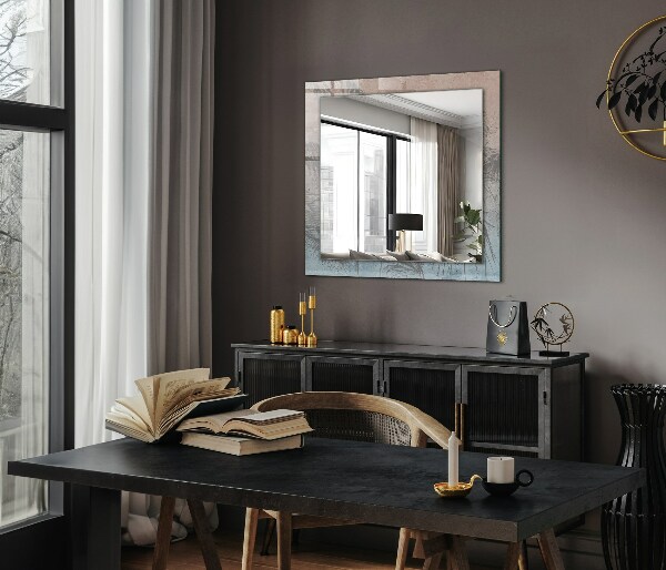 Rektangulär spegel med tryckt ram Växter i pastellfärger