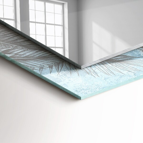 Rektangulär spegel med tryckt ram Växter i pastellfärger