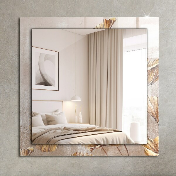 Spegel med tryckt ram Vintage stil blommor