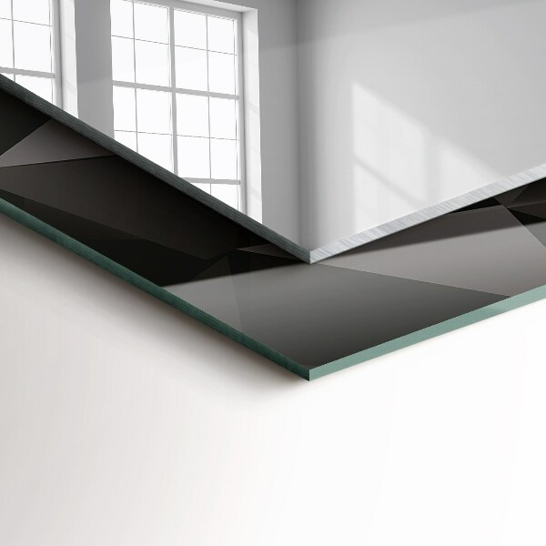 Rektangulär spegel med tryckt ram Svarta geometriska former