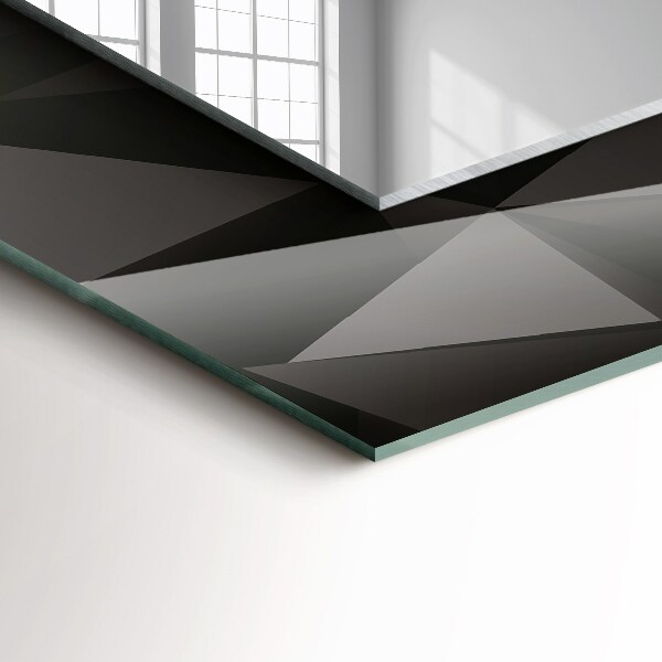 Rektangulär spegel med tryckt ram Svarta geometriska former