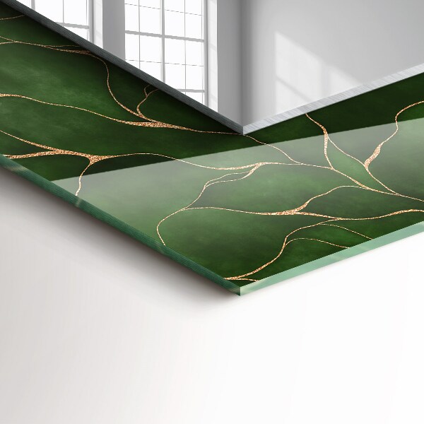 Rektangulär spegel med tryckt ram Gröna blad mönster