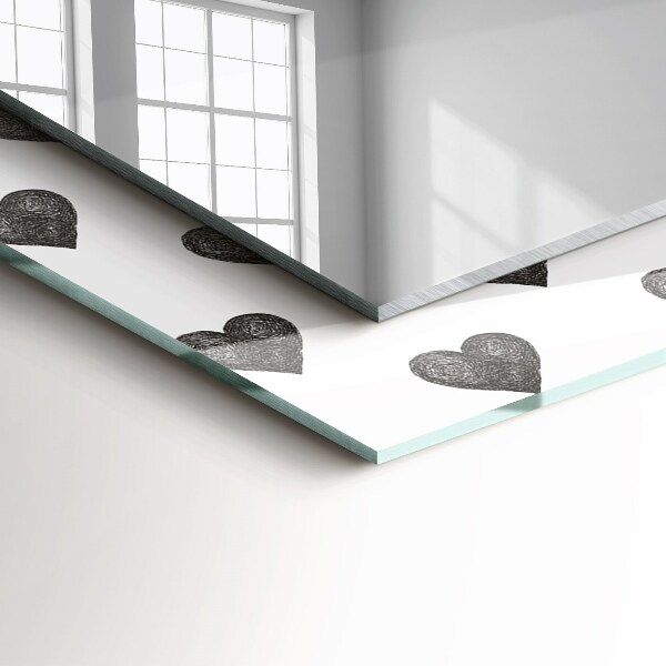 Spegel med tryckt ram Svart hjärta mönster