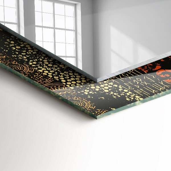 Spegel med tryckt ram Etniskt dekorativt motiv