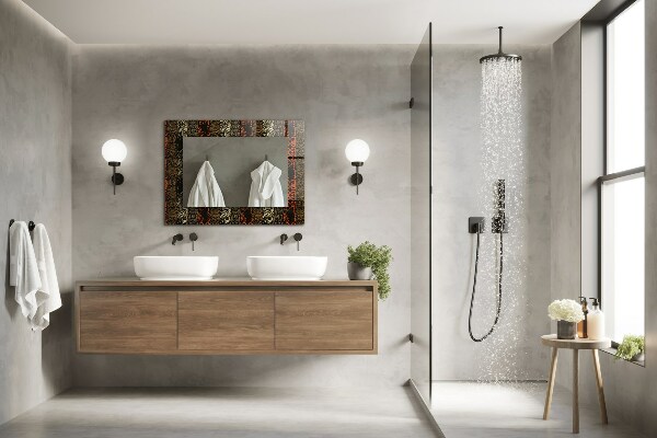 Spegel med tryckt ram Etniskt dekorativt motiv