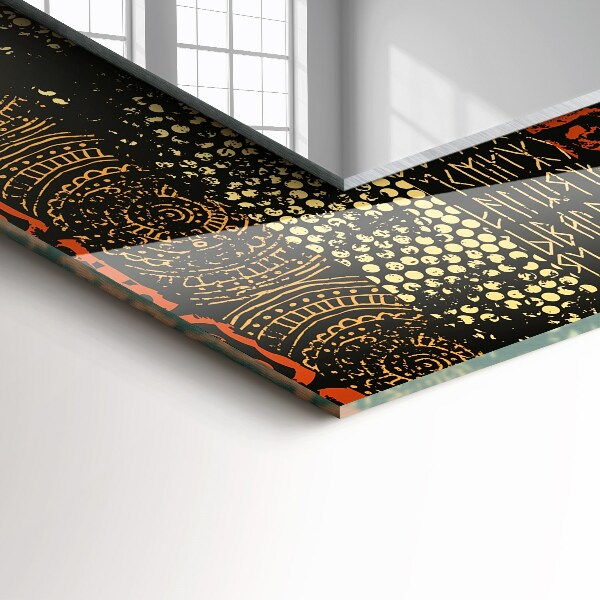 Spegel med tryckt ram Etniskt dekorativt motiv