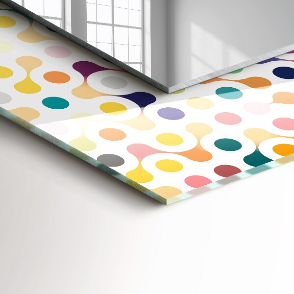 Rektangulär spegel med tryckt ram Färgglada geometriska mönster