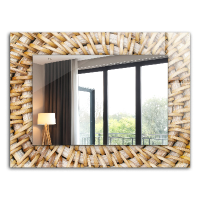 Spegel med tryckt ram Fläta