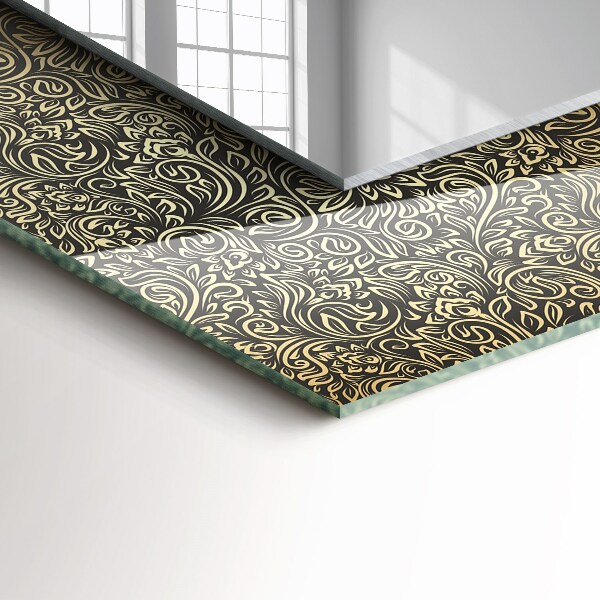 Rektangulär spegel med tryckt ram Guld dekorativt motiv