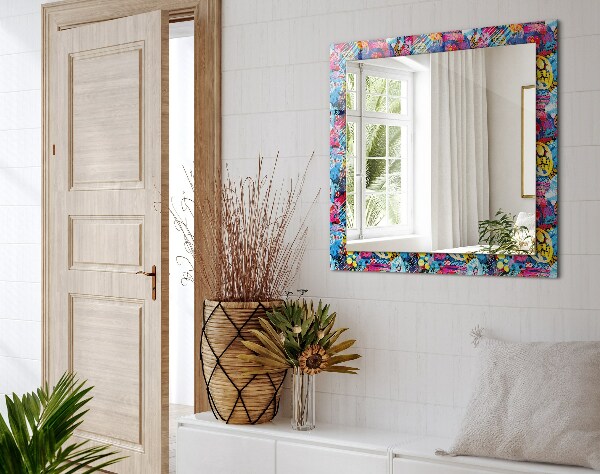 Spegel med tryckt ram Färgglatt abstrakt motiv