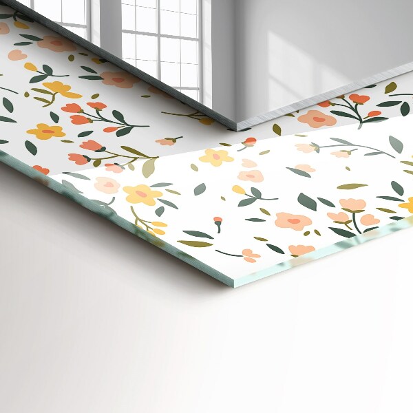 Spegel med tryckt ram Blommönster på tyg