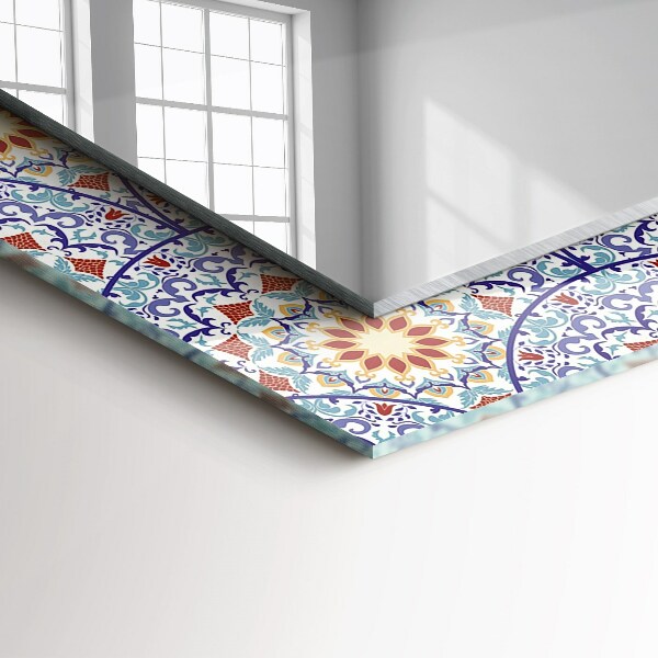 Rektangulär spegel med tryckt ram Mandala