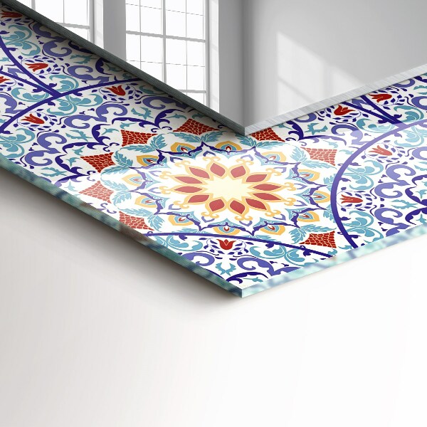 Rektangulär spegel med tryckt ram Mandala