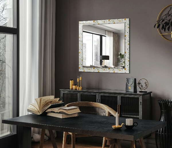 Rektangulär spegel med tryckt ram Blad blommönster