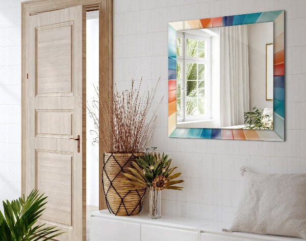 Spegel med tryckt ram Färgglada ljusstrålar